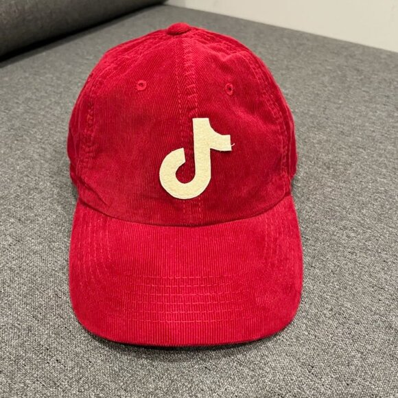 TikTok Other - Official TikTok Red Corduroy Baseball Cap - Retro Textured Dad Hat